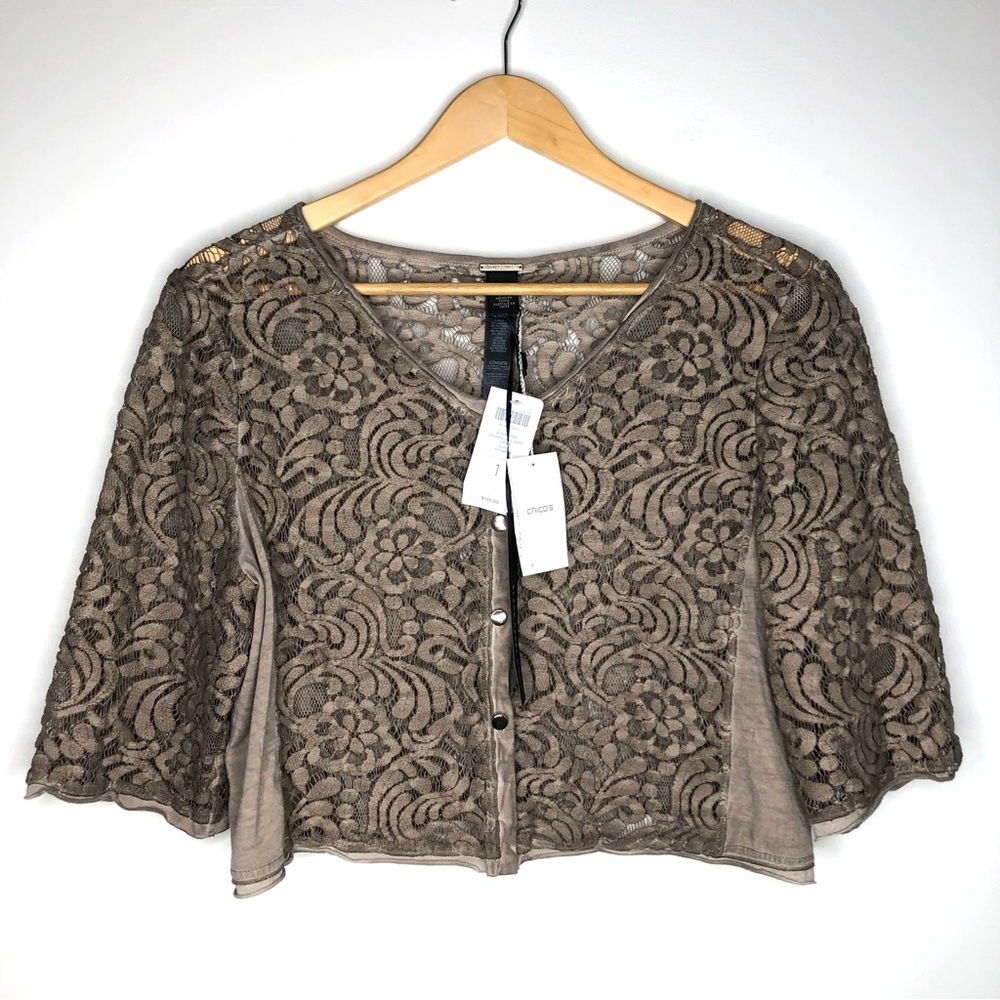 NWT Chico's Black Label Cropped Lace Cardigan